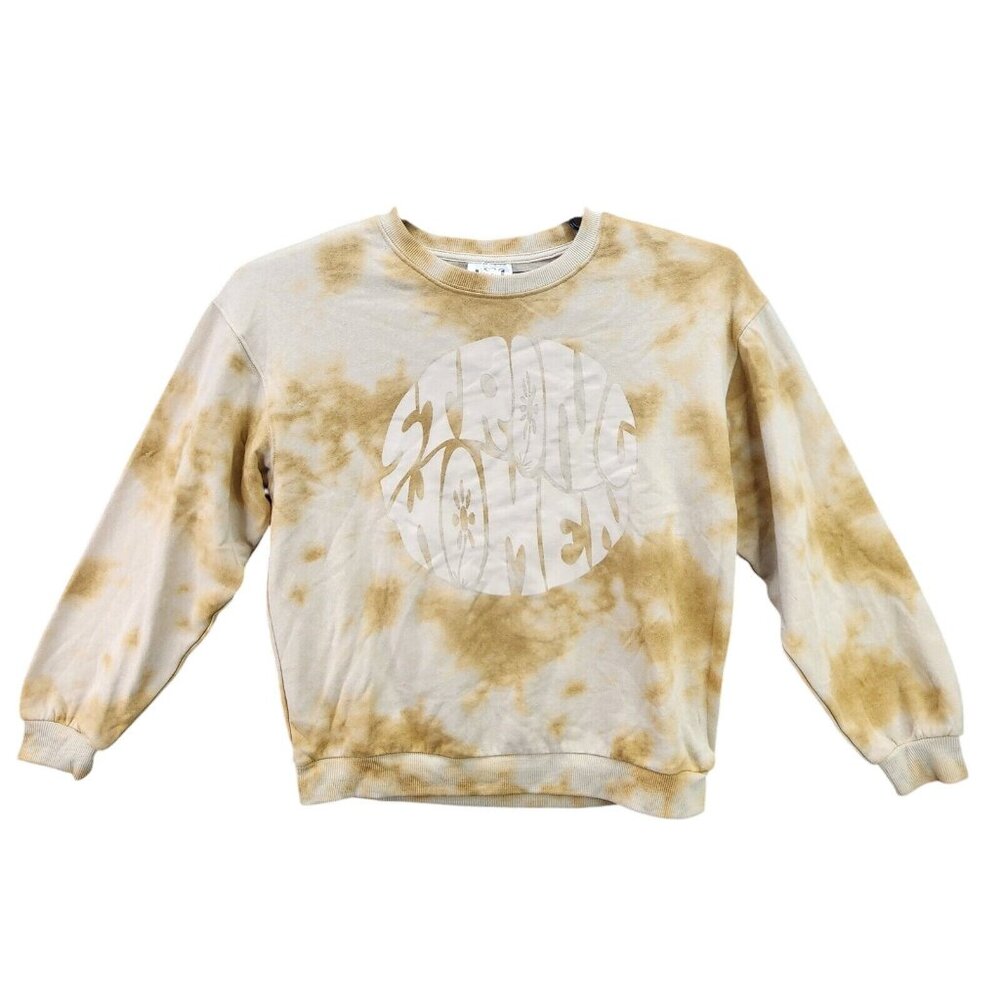 Womens IML Tan Tie Dye Sweatshirt Strong Women Crewneck Long Sleeve Size S